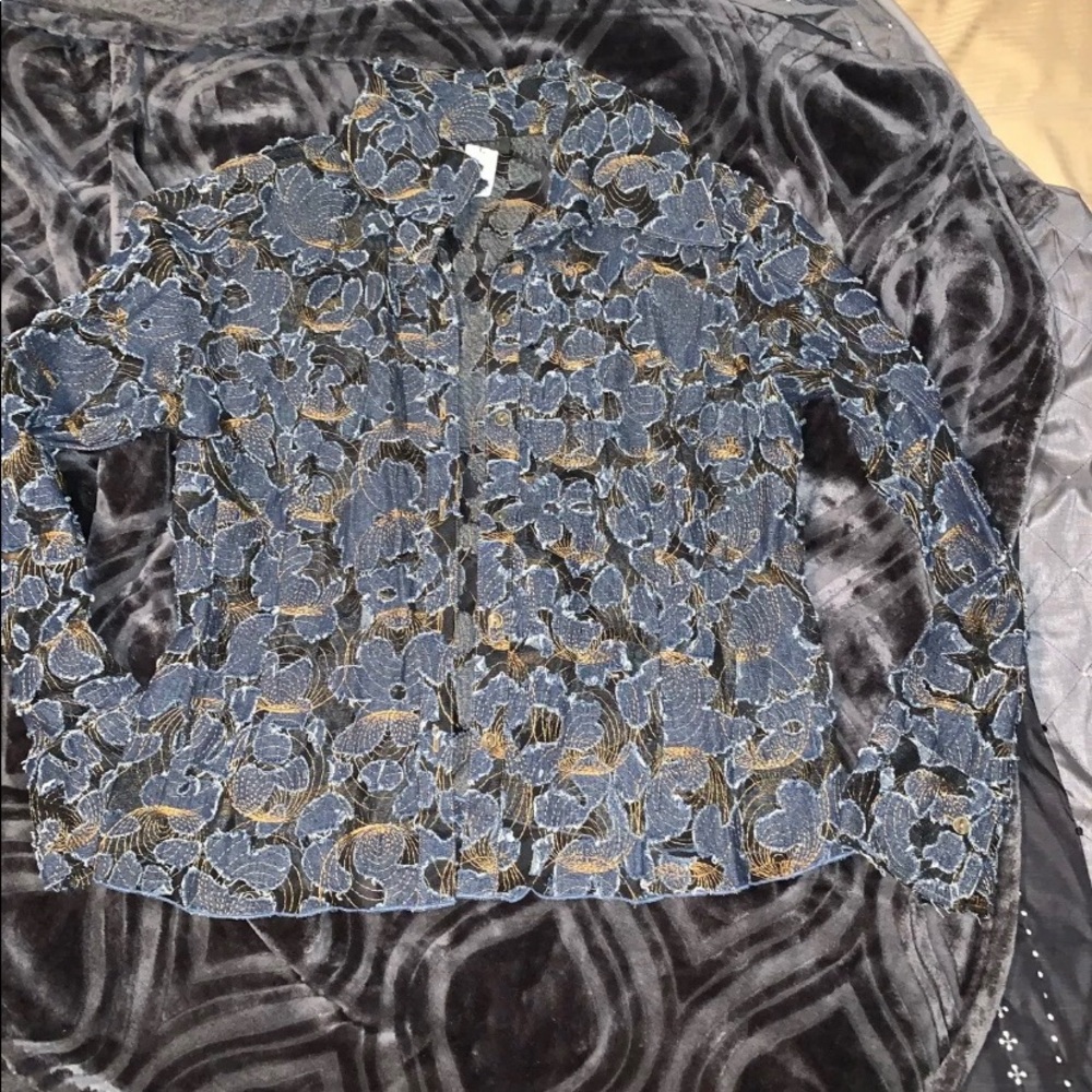ISABEL USA Blue Lace Patchwork Light JACKET L